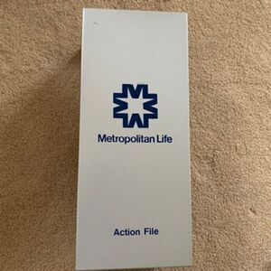 Vintage Metropolitan Life Action File Metal Storage Box